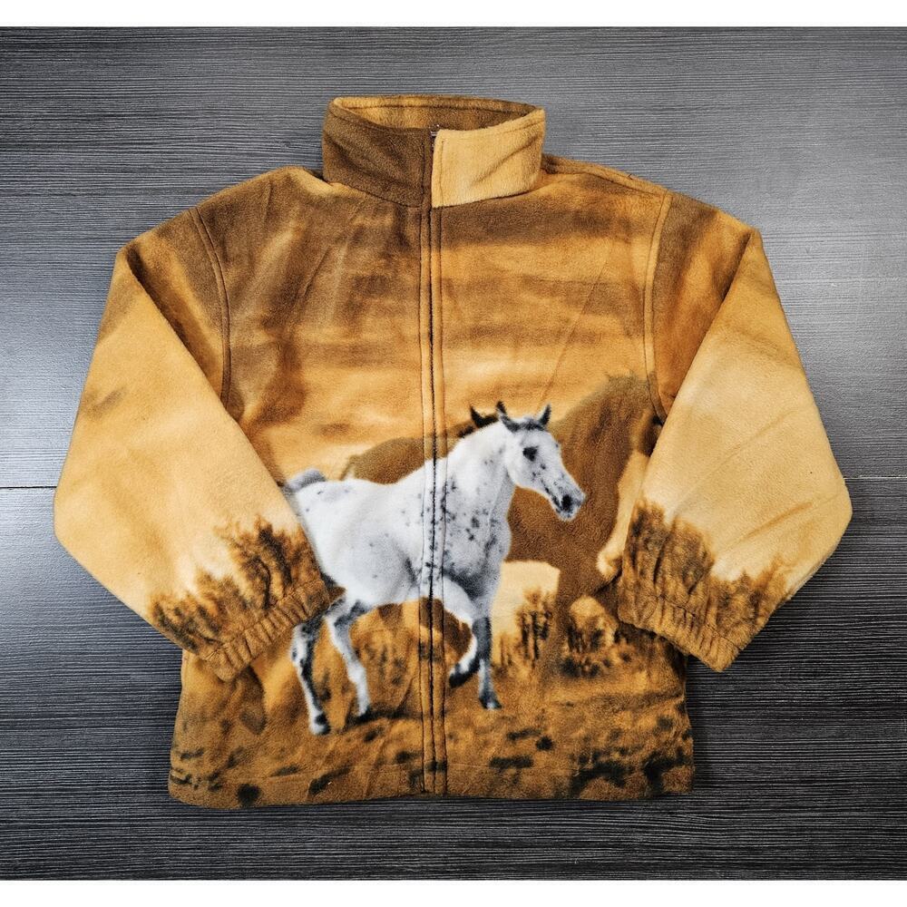 Back In The Saddle Trail Crest Fleece Wild Horses Jacket Mustang Equestrian Zip